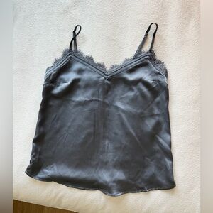 Abercrombie Silky Lace Trim Camisole in Charcoal Gray - Size XS